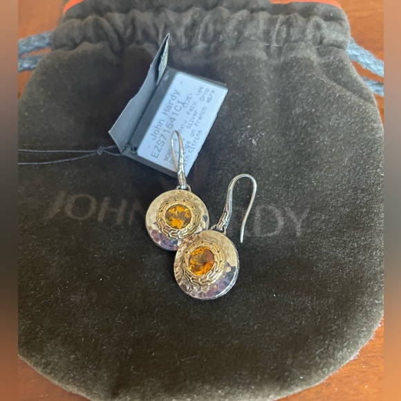 John Hardy Batu Palu 18kt & Silver Citrine Drop Earrings - Picture 2 of 14
